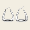 Soft Angle Earrings with polished rounded triangular hoops in silver finish