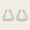 Soft Angle Earrings with polished rounded triangular hoops in silver finish