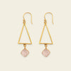 Soft Axis Earrings with open triangular frames and pale pink stone drops