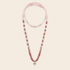 Soft Bloom Necklace with pink round stone beads and a small round charm