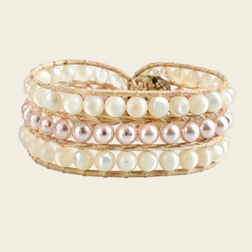 Soft Bond Bracelet with layered cream and pearl-like round beads