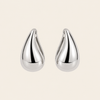 Soft Curve Earrings with polished teardrop-shaped earrings in silver finish