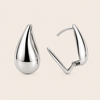 Soft Curve Earrings with polished teardrop-shaped earrings in silver finish