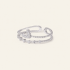 Soft Heart Ring with an open heart-shaped band with clear accents in silver finish