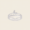 Soft Heart Ring with an open heart-shaped band with clear accents in silver finish