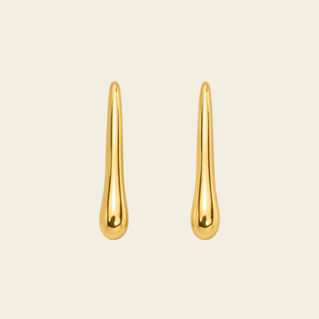 Soft Taper Earrings with slender tapered drops with rounded ends in gold finish