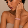 Softline Tile Bracelet worn on the wrist, with pale pink stone tiles
