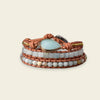 Solene Drift Bracelet with layered pale blue and cream beads with a pale oval centre