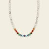 Spectrum Line Necklace with small round beads and multicoloured accents