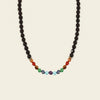 Spectrum Line Necklace with small round beads and multicoloured accents