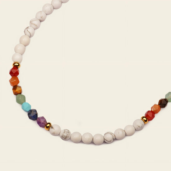 Spectrum Orbit Necklace with round beads with multicoloured accent beads