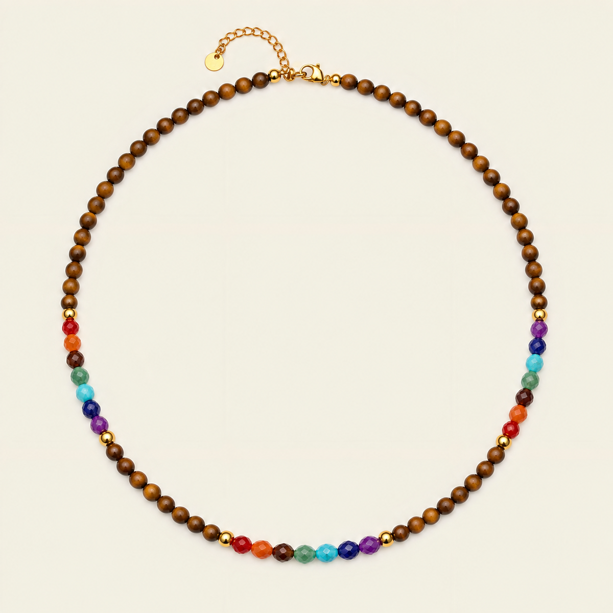 Spectrum Orbit Necklace with round beads with multicoloured accent beads