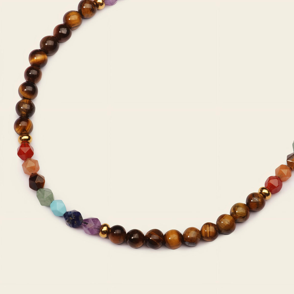 Spectrum Orbit Necklace with round beads with multicoloured accent beads
