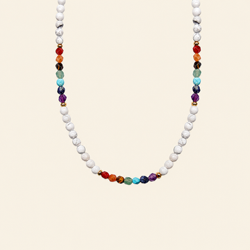 Spectrum Orbit Necklace with round beads with multicoloured accent beads