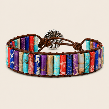 Spectrum Tile Bracelet with bright multicoloured rectangular beads