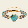 Stillwater Heart Bracelet with round stone beads and a heart-shaped centre