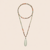 Stillwater Thread Necklace with pale beads and an elongated pale pendant