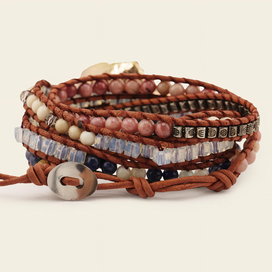 Stone Current Bracelet with beadwork and cord detail