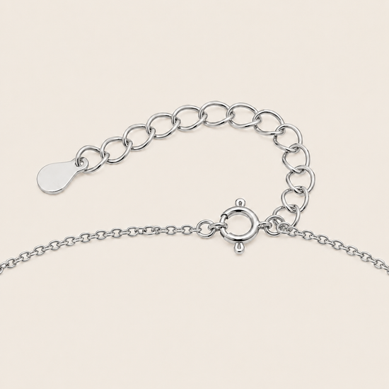 Tender Heart Necklace, showing the fastening detail in silver finish