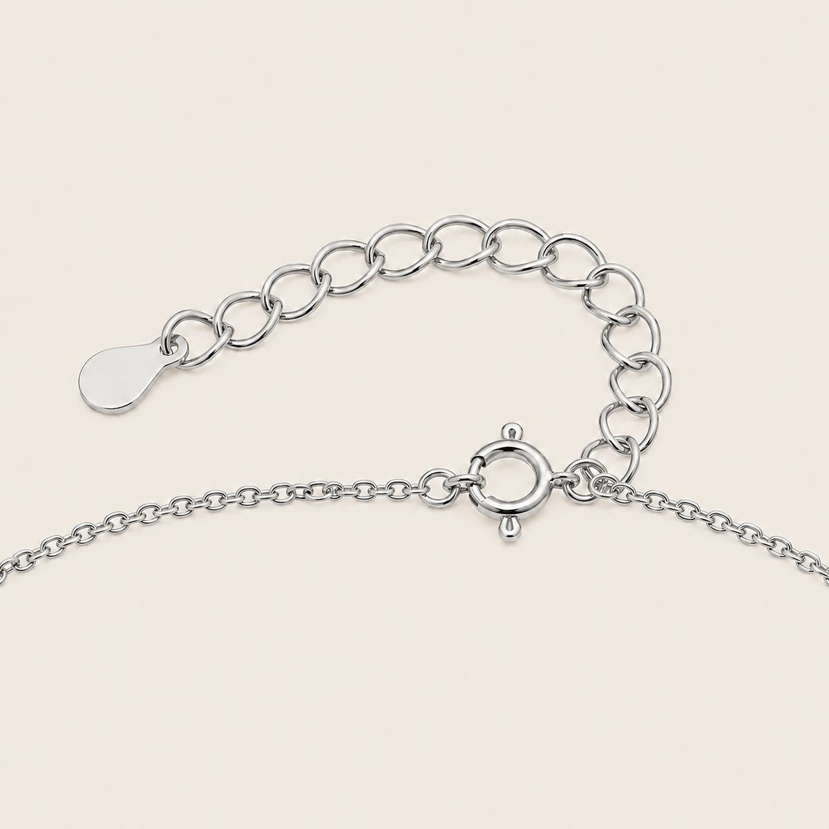 Tender Heart Necklace, showing the fastening detail in silver finish