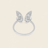 Tender Wing Ring with an open butterfly-wing design in silver finish
