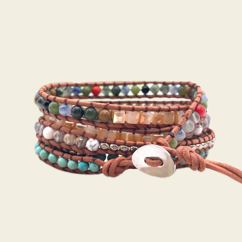 Tidal Mosaic Bracelet with beadwork and cord detail