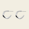 Twisted Ribbon Earrings with polished curved ribbon-shaped hoops in silver finish