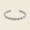 Twisted Strand Cuff with a twisted rope-shaped open band in silver finish