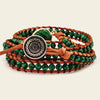 Verdant Hold Bracelet with layered green beads on brown cord