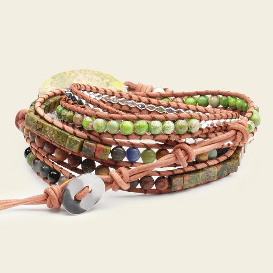 Verdant Path Bracelet with beadwork and cord detail