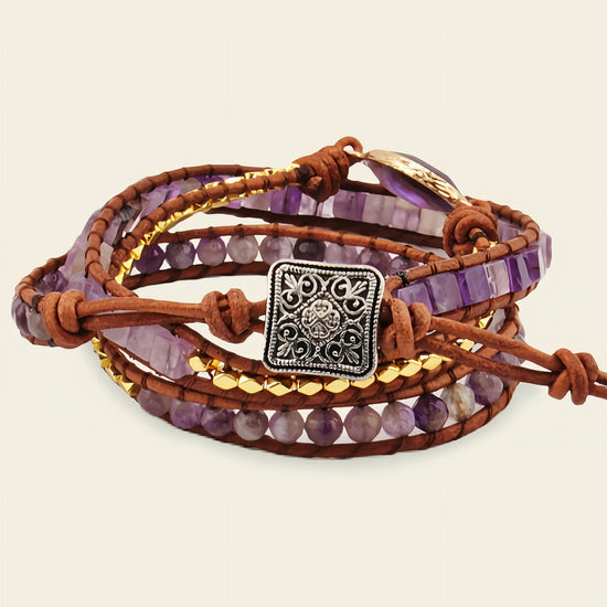 Violet Still Bracelet with beadwork and cord detail