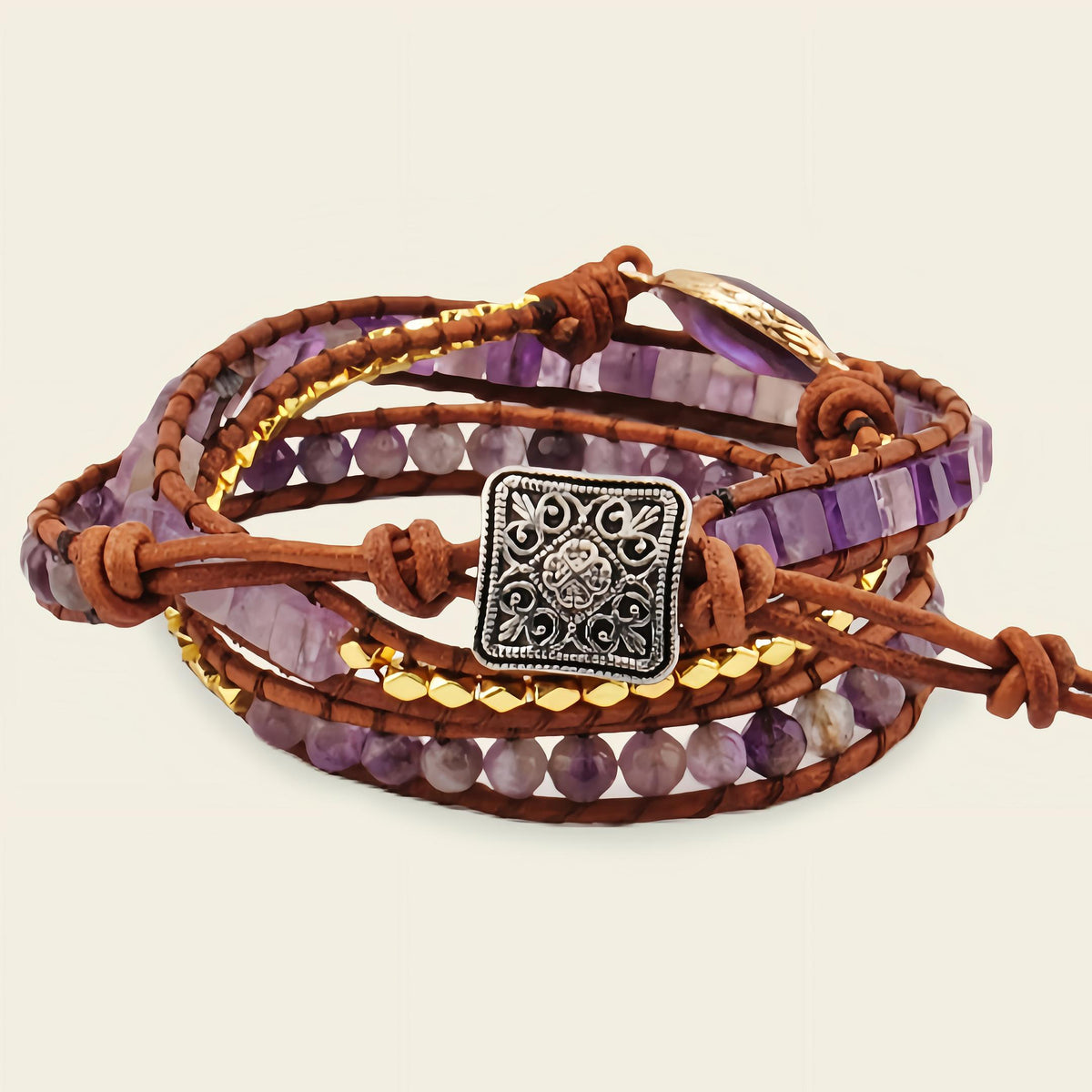Violet Still Bracelet with beadwork and cord detail