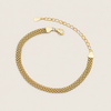 Woven Link Bracelet with a flat woven chain in gold finish