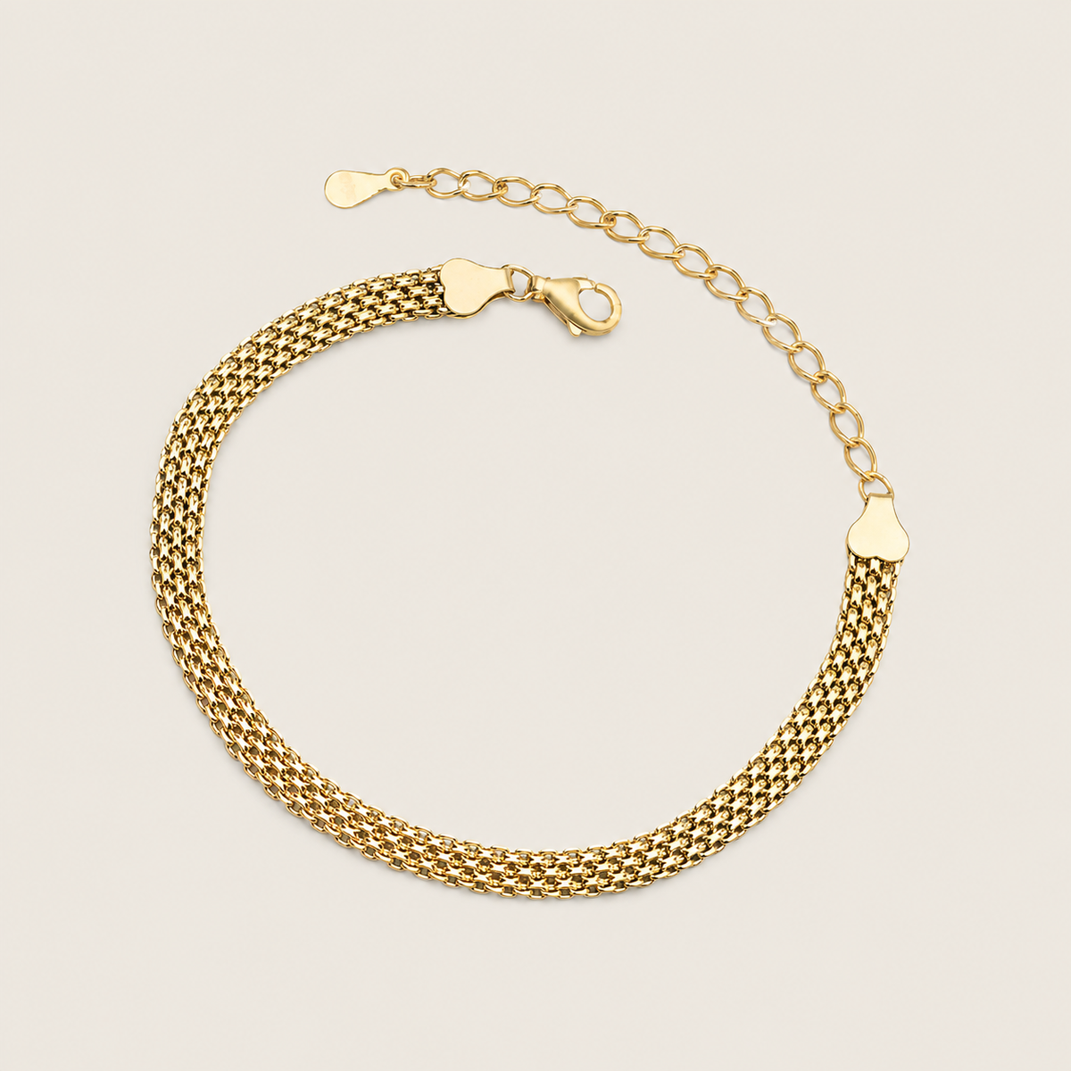 Woven Link Bracelet with a flat woven chain in gold finish