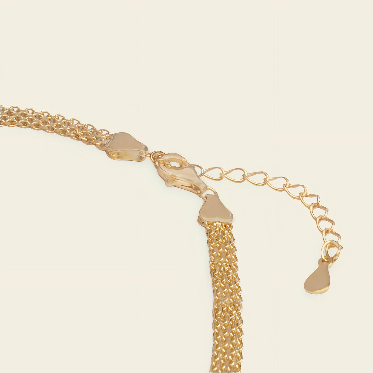 Woven Link Bracelet with a flat woven chain in gold finish