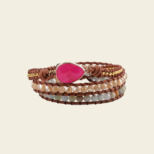 Blush Centre Bracelet with layered pink and pale bead strands
