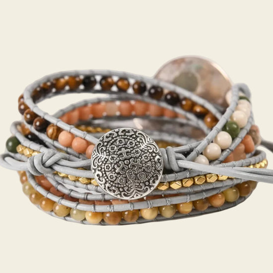 Time Spiral Bracelet with beadwork and cord detail