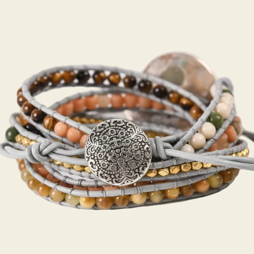 Time Spiral Bracelet with beadwork and cord detail